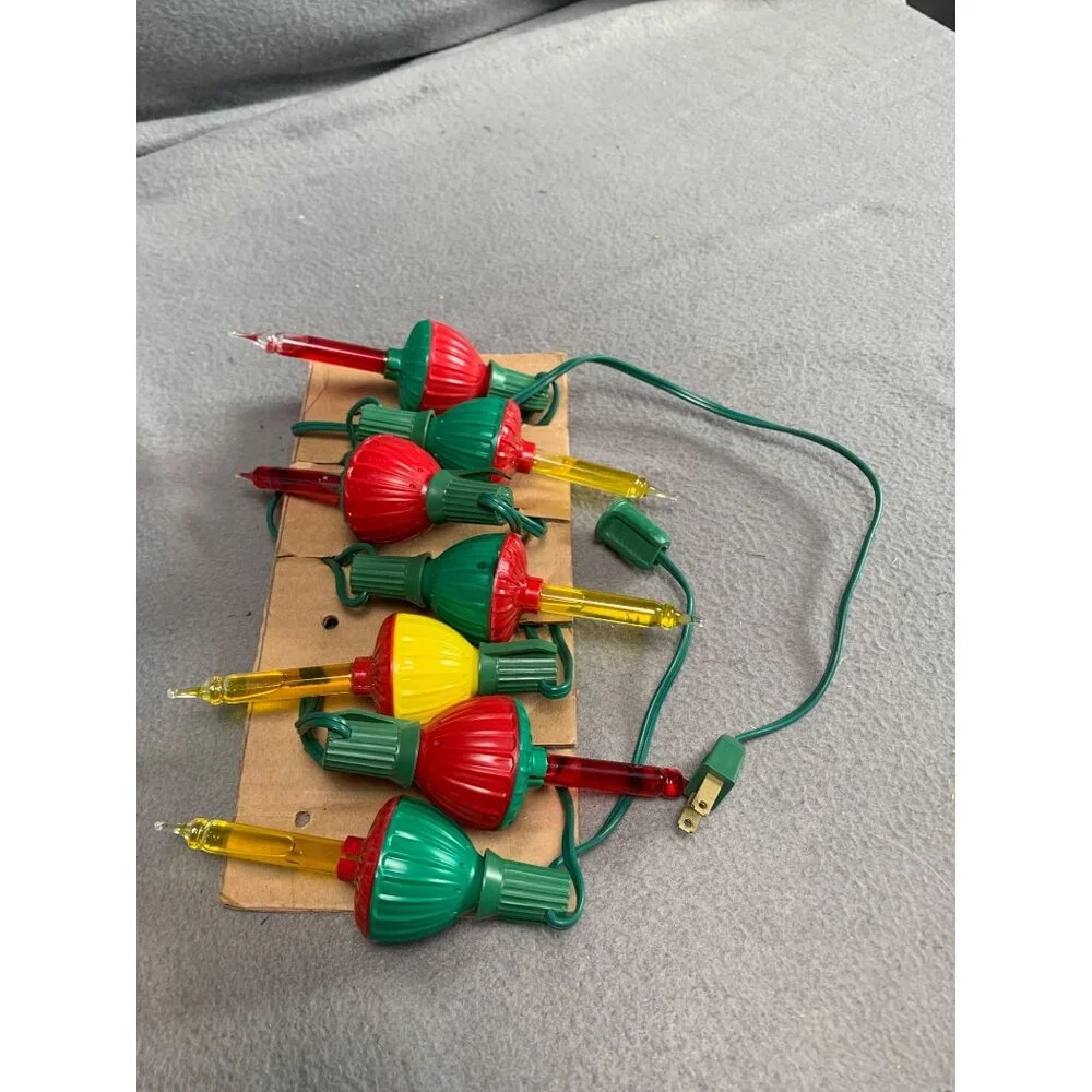 Vintage 50s Bubble Christmas Light Set of 7 Working
